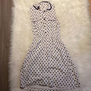 Monteau Collared White and Blue Polka Dot Women's dress size extra small
